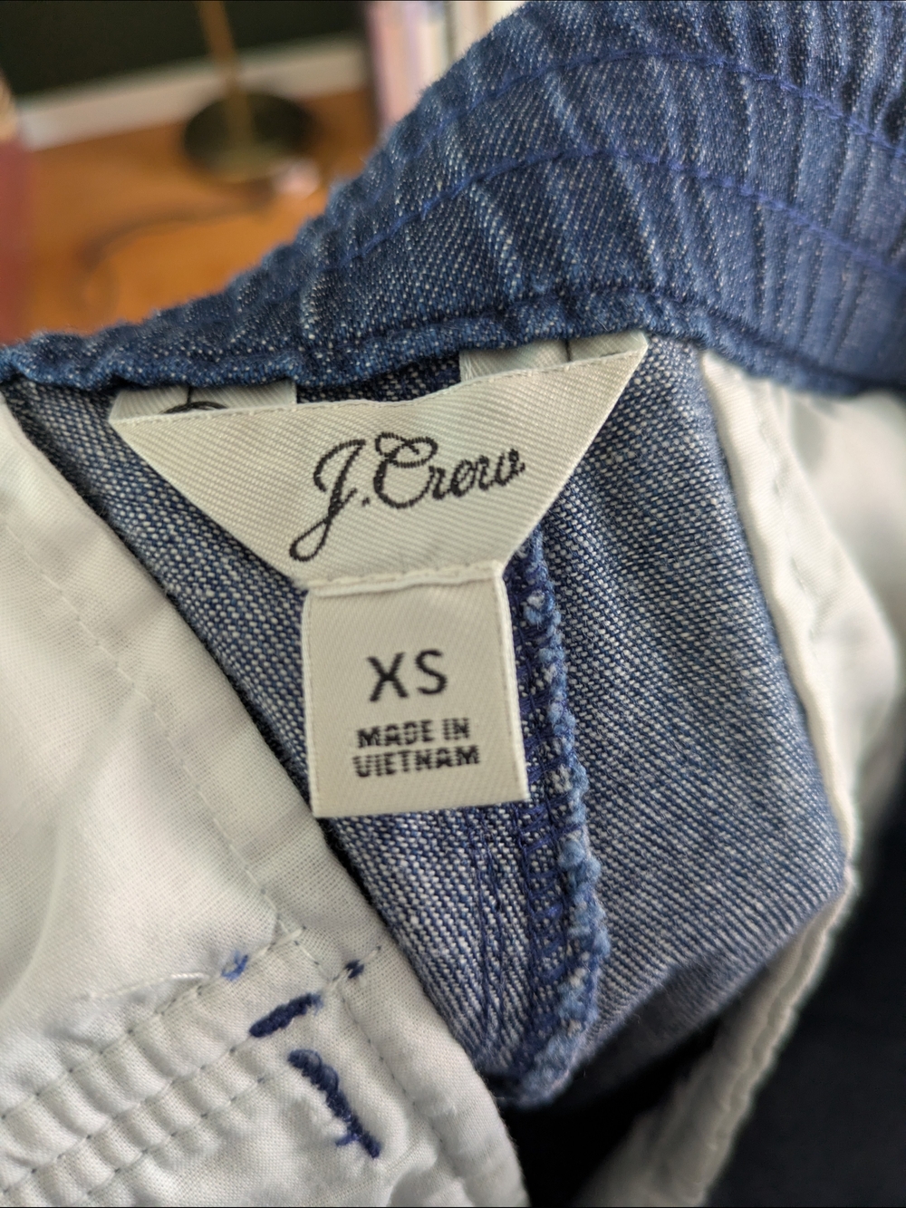 J. Crew Denim Camp Pant Tie Waist High Rise Straight Leg Jogger Blue NWOT XS - Picture 5 of 5